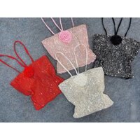 Áo croptop 2 dây đính hoa kim sa lấp lánh sang trọng có mút lưng bo thun