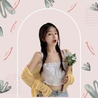 Áo Croptop 2 Dây Đũi Áo Dây Thun Nữ Viền Bèo Nhún Bèo 2 màu Trắng Tím cá tính cho cô nàng thời trang