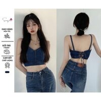Áo croptop 2 dây jean đan lưng(SN041)
