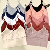 ÁO CROPTOP 2 DÂY THUN DỆT KIM HÀNG XUẤT XỊN CÓ MÚT