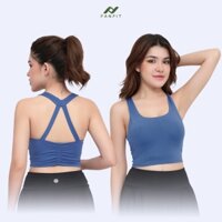 Áo Croptop 2 lớp thể thao Nữ tập Gym Yoga Pilates FANFIT FFCR003 -  áo 2 lớp, nhún lưng, sát nách