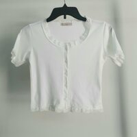 Áo croptop - áo croptop ôm tay ngắn phối ren chất thun gân - A091