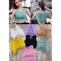 Áo Croptop Ba Lỗ Tập Gym dây chéo tập yoga đo chơi