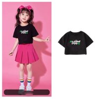 Áo croptop  cho bé gái,  in chữ hiện đại form ôm baby tee Áo thun croptop phong cách Hàn Quốc size đại 20-45kg