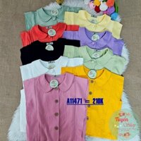 Áo croptop cổ lá sen tay cánh tiên