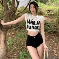 Áo croptop cổ tròn tay ngắn PinkLotus Store kiểu in chữ I AM BAD cực chất A5690