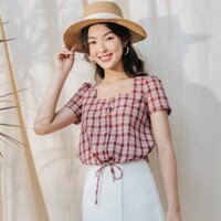 Áo croptop cổ vuông nơ rút @Tiin.store