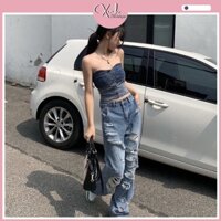 Áo Croptop cúp ngực Jean, hot trend 2023 (SN002)