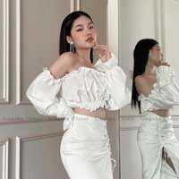 Áo croptop cúp ngực tay dài dành cho nàng sexy gdr cao cấp tết xuân bigsize dự tiệc đi biển dạo phố