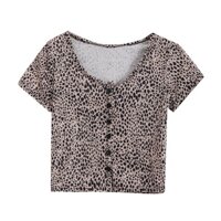 Áo croptop da beo nâu