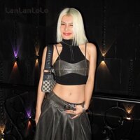 Áo Croptop Da Sát Nách Cổ Lọ Màu Trơn Dáng Ôm Quyến Rũ Thời Trang 2024 Cho Nữ