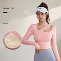 Áo croptop dài tay gym yoga nữ JYMC021 siêu mịn thoáng mát có mút nâng đỡ ngực-295k