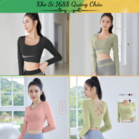 Áo croptop dài tay tập Gym, Yoga dành cho nữ CÓ ĐỆM MÚT, co giãn 4 chiều thấm hút - Hàng Quảng Châu (A4)