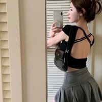 Áo croptop dây chéo hở lưng thời trang