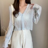 Áo Croptop Dệt Kim Màu Sắc Xinh Xắn Cho Nữ