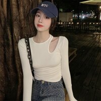 Áo croptop ღ FREESHIP ღ  Áo thun nữ tay dài khoét vai thời trang XIXO - ATN0046