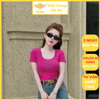 Áo Croptop Freesize Chữ Ngực Va Len Tôn Dáng Cổ Vuông GOSS GA397 Áo Thun Nữ Cá Tính Trẻ Trung Năng Động Mùa Hè Tay Ngắn