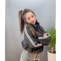 áo croptop from rộng (áo dù) phối sọc cực chinh