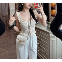 Áo croptop Hai Dây 2s bản to 📌ren dệt kim📌 Áo Ba Lỗ Thấm Hút Mồ Hôi 📌38-55kg📌 cổ vuông áo trắng đi biển maxi dạo phố