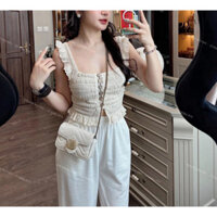 Áo croptop Hai Dây 2s bản to 📌ren dệt kim📌 Áo Ba Lỗ Thấm Hút Mồ Hôi 📌38-55kg📌 cổ vuông áo trắng đi biển maxi dạo phố