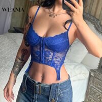 Áo Croptop Hai Dây Phối Ren Thiết Kế Lệch Tà Quyến Rũ Cho Nữ