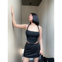 Áo croptop hở ngực dây đan chéo lưng sexy
