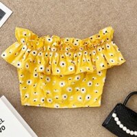 áo croptop hoa trễ vai nhún bèo