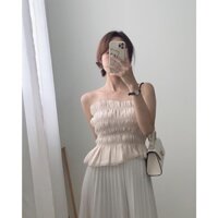 Áo Croptop Kiểu Áo Ống Quây Ngực Xếp Ly Dúm Eo Phong Cách Sang Chảnh - immin.h