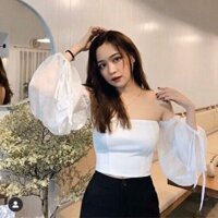 Áo croptop kiểu dáng tay voan rút dây