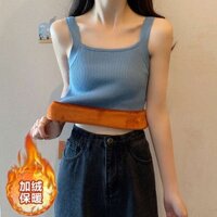 áo croptop kiểu hàn quốc áo croptop kiểu Kích thước lớn thêm thắt lưng nhung, áo ấm mùa thu và mùa đông, bên trong là áo lót dệt kim, áo ngắn, áo dài, mm.