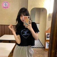 Áo Croptop kiểu trái tim chữ "cuteness will save the world" cực dẽ thương