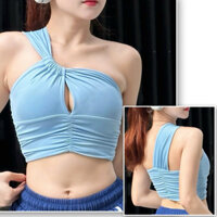 áo croptop lệch vai toàn màu xinh