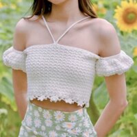 ÁO CROPTOP LEN ĐAN MÓC HANDMADE