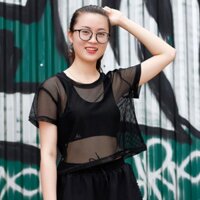 Áo Croptop Lưới thời trang phong cách kết hợp với bra tập aerobic, gym, năng động . ` "  ˇ (