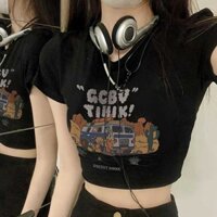 Áo croptop mùa hè dành cho nữ Ins Style Slim Fit Áo sơ mi ngắn tay siêu mỏng
