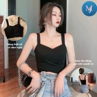 Áo croptop nữ - Áo hai dây bản to - Áo bra có đệm ngực phối khóa kéo sau lưng phong cách quyến rũ sang chảnh 1