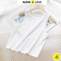 Áo croptop nữ ba lỗ 4LOVA kiểu ôm sát nách chất liệu cotton cao cấp thoáng mát, mềm mại - SNCROP TRẮNG,M