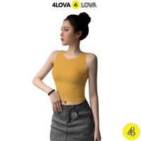 Áo croptop nữ ba lỗ 4LOVA kiểu ôm sát nách chất liệu cotton cao cấp thoáng mát, mềm mại - SNCROP VÀNG,XS