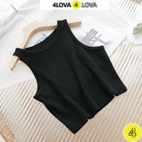 Áo croptop nữ ba lỗ 4LOVA kiểu ôm sát nách chất liệu cotton cao cấp thoáng mát, mềm mại - SNCROP ĐEN,XS
