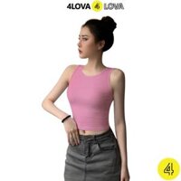 Áo croptop nữ ba lỗ 4LOVA kiểu ôm sát nách chất liệu cotton cao cấp thoáng mát, mềm mại - SNCROP HỒNG,S
