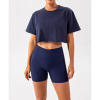 Áo croptop nữ cao cấp cộc tay form rộng tập gym, yoga, aerobic, đi chơi