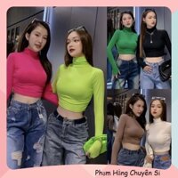 Áo croptop nữ cổ lọ hàn quốc dài tay thun lạnh giữ nhiệt cổ 3 phân