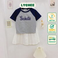Áo croptop nữ cộc tay cổ tròn ôm body tôn dáng phong cách trẻ trung năng động có big size Lychee Lady Store #53(1)