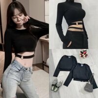 Áo Croptop Nữ Dáng Lỡ , Dài Tay Khuyên Eo dưới 59kg - B032