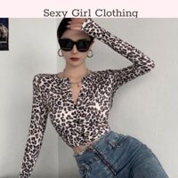 Áo croptop nữ họa tiết báo vằn, áo thun croptop kiểu dáng lạ mắt cực ngầu.