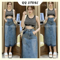 Áo croptop nữ len tăm ba lỗ QQstore hàng Quảng Châu, Áo dây kiểu croptop 3 lỗ