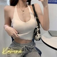 Áo Croptop Nữ Sexy KAMINA - Áo Hai Dây Buộc Cổ Nơ - Hàng Quảng Châu Loại 1 AD12