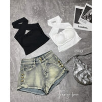 Áo Croptop Nữ Tay Kiểu Chất Thun Mịn Chun Co Giản  (Mặc Kiểu) (PK18)