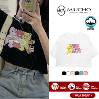 Áo croptop nữ tay ngắn cổ tròn vải thun cotton kiểu hàn quốc CR049 Miucho in hình hoạ tiết