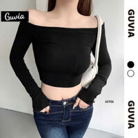 Áo Croptop Nữ TRỄ VAI Tay Dài Ôm Body, Áo Croptop Tay Dài Kiểu Sexy Chất Thun Borip GUVIA CR176 - Hàng mới về